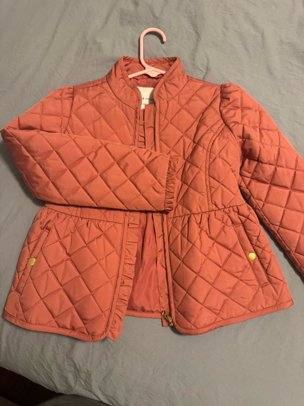 Janie and Jack Quilted Peplum Jacket - Coral